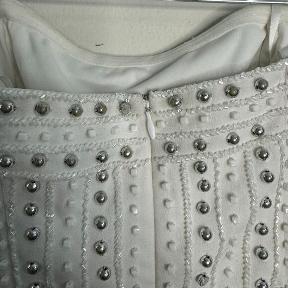 Aidan Mattox White Strapless Studded Mini Dress - Picture 6 of 8